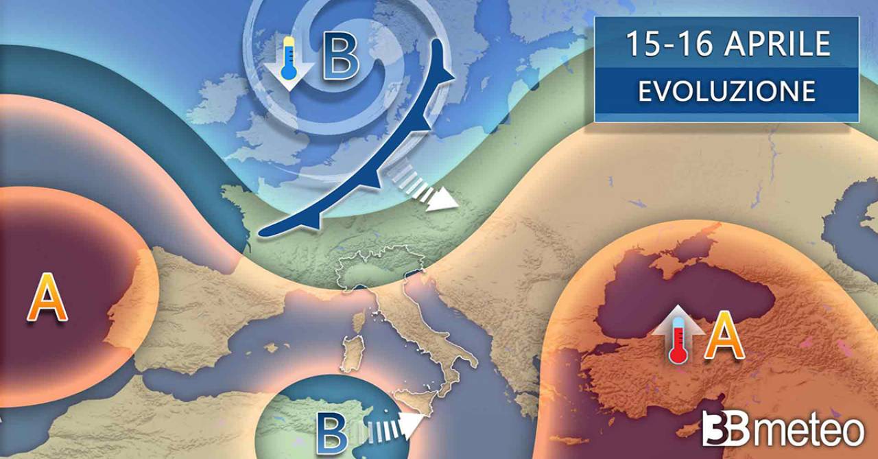 15-16 aprile: Italia terra di convergenza tra depressione nord africana e fronte freddo dal Nord Europa