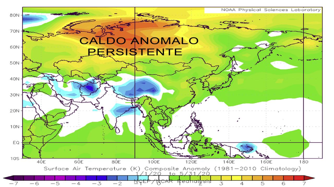 5 mesi del 2020 con caldo anomalo in Asia