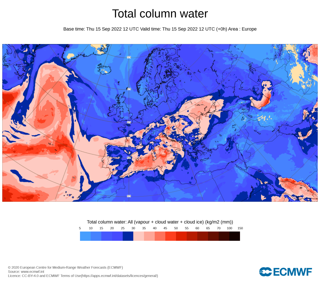 acqua precipitabile -fonte Ecmwf