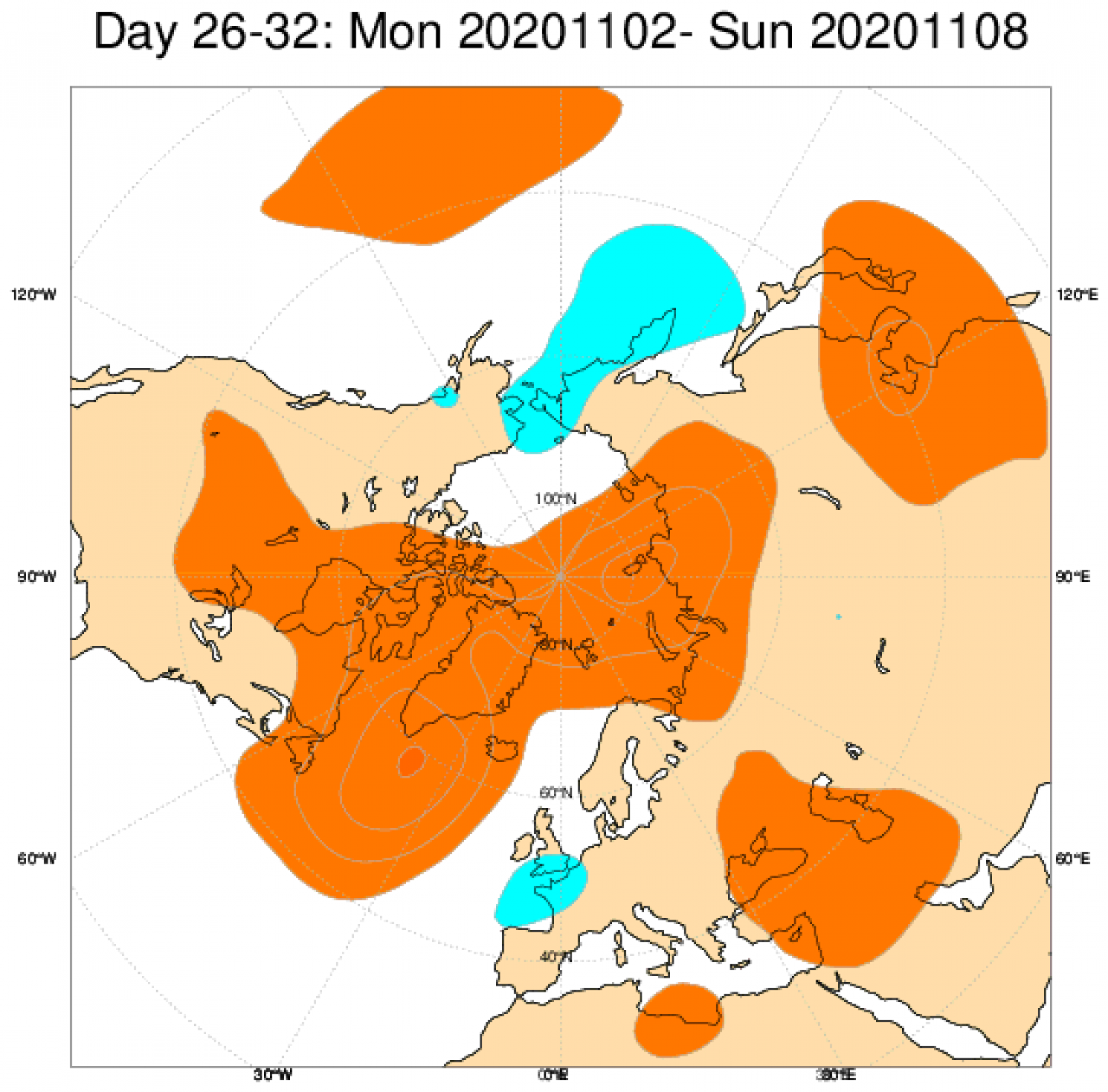 anomalie geopotenziale a 500 hpa 03-09 novembre secondo Ecmwf