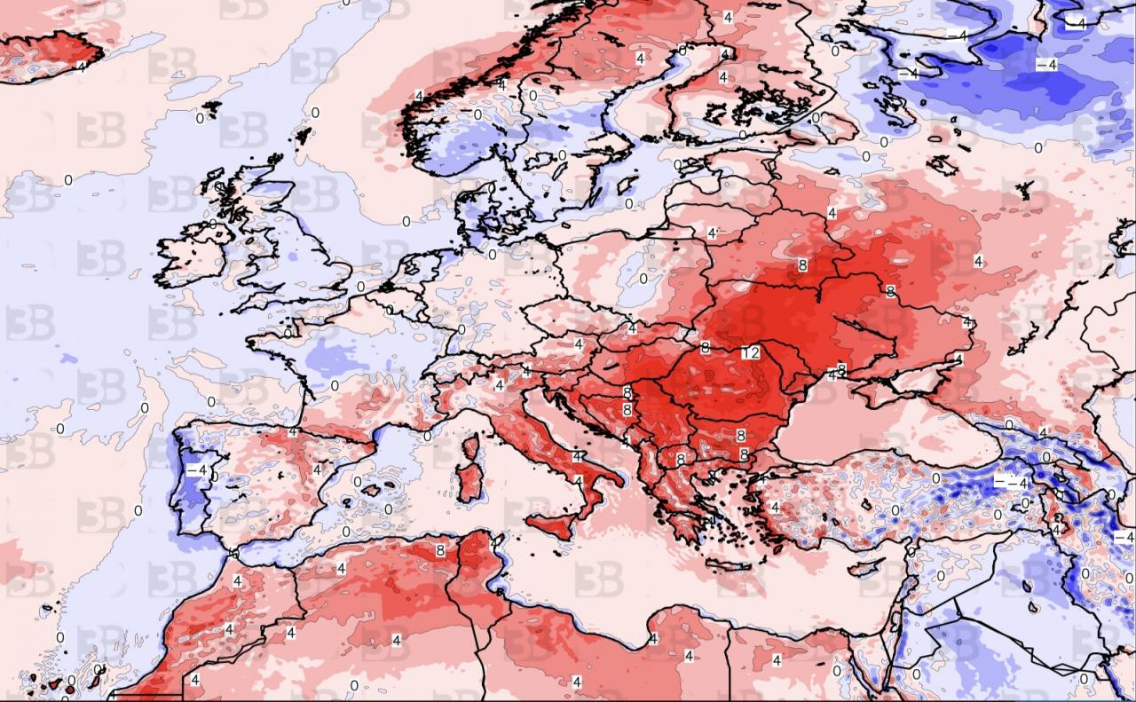 anomalie temperature a 2m per il 14 luglio 2024