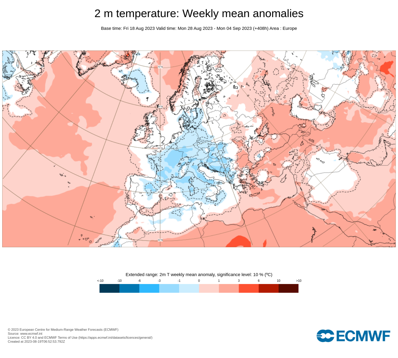 anomalie temperature secondo Ecmwf