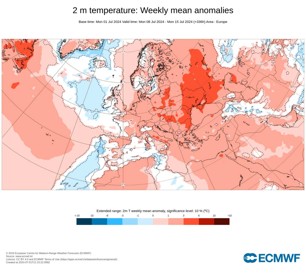 anomalie temperature secondo Ecmwf