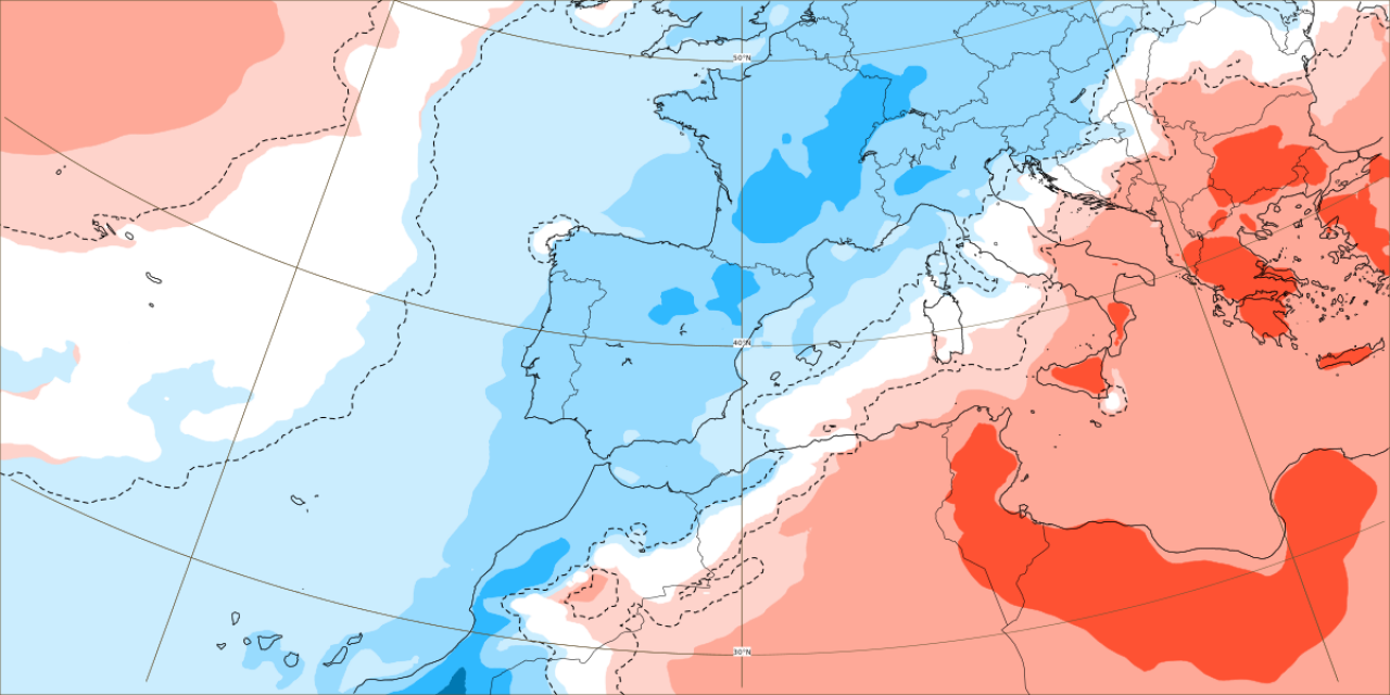 Anomalie termiche attese nel periodo 2-9 agosto sull'Europa centro-occidentale 