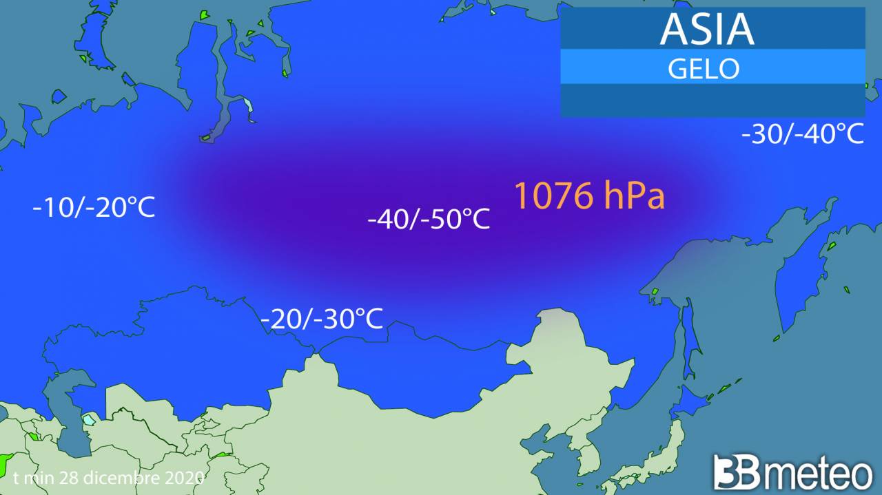 Asia sotto il gelo con forte anticiclone termico