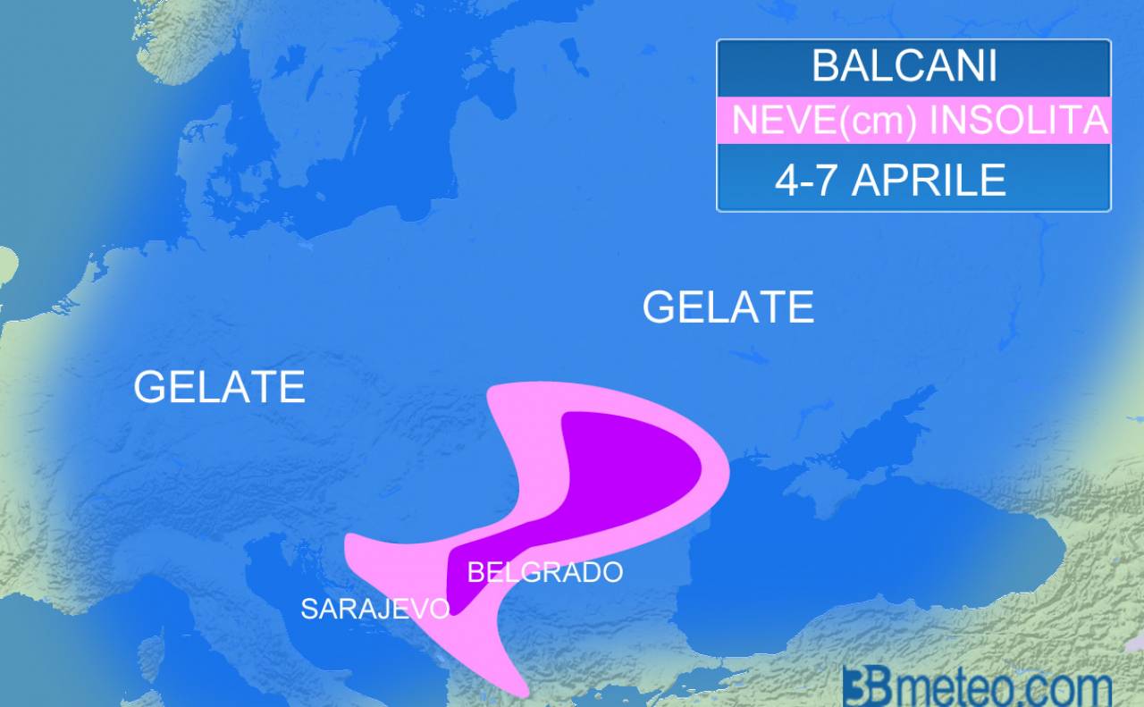 Balcani, potenziale neve record per aprile