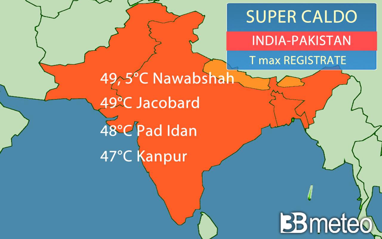 caldo eccezionale su India e Pakistan