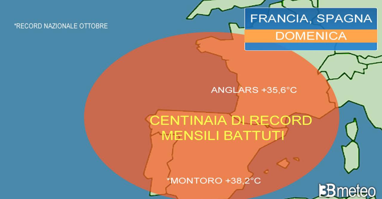 caldo record in Francia e Spagna