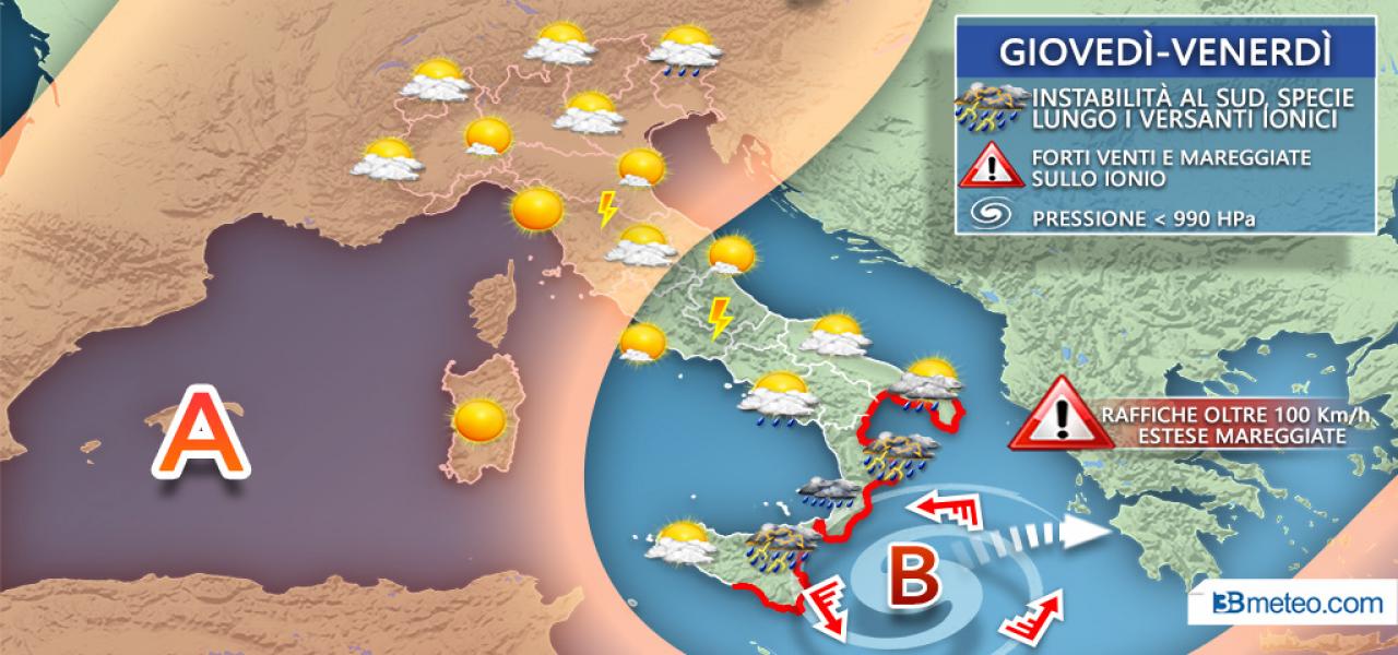Ciclone mediterraneo lambisce Italia