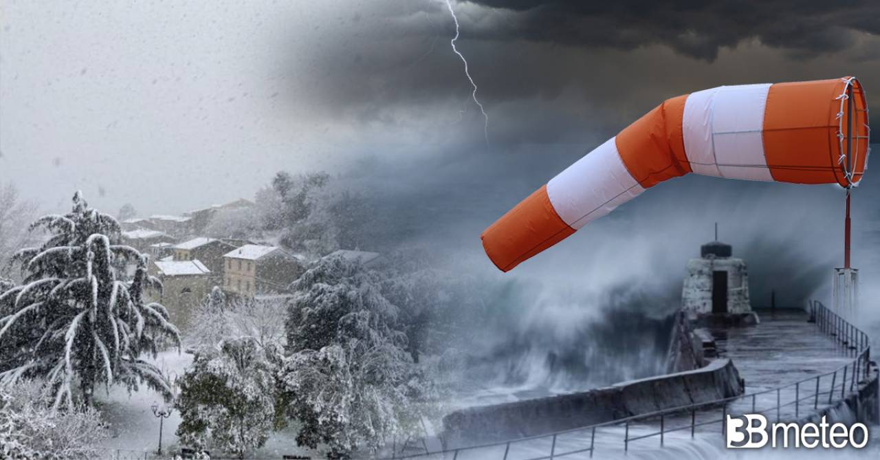 Cronaca meteo Italia, maltempo in azione, con temporali, neve e vento