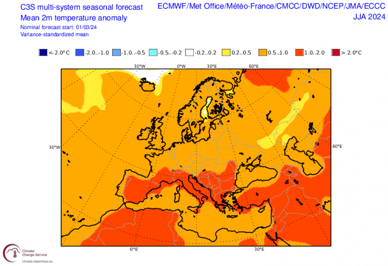 estate 2024: anomalie temperatura fonte copernicus