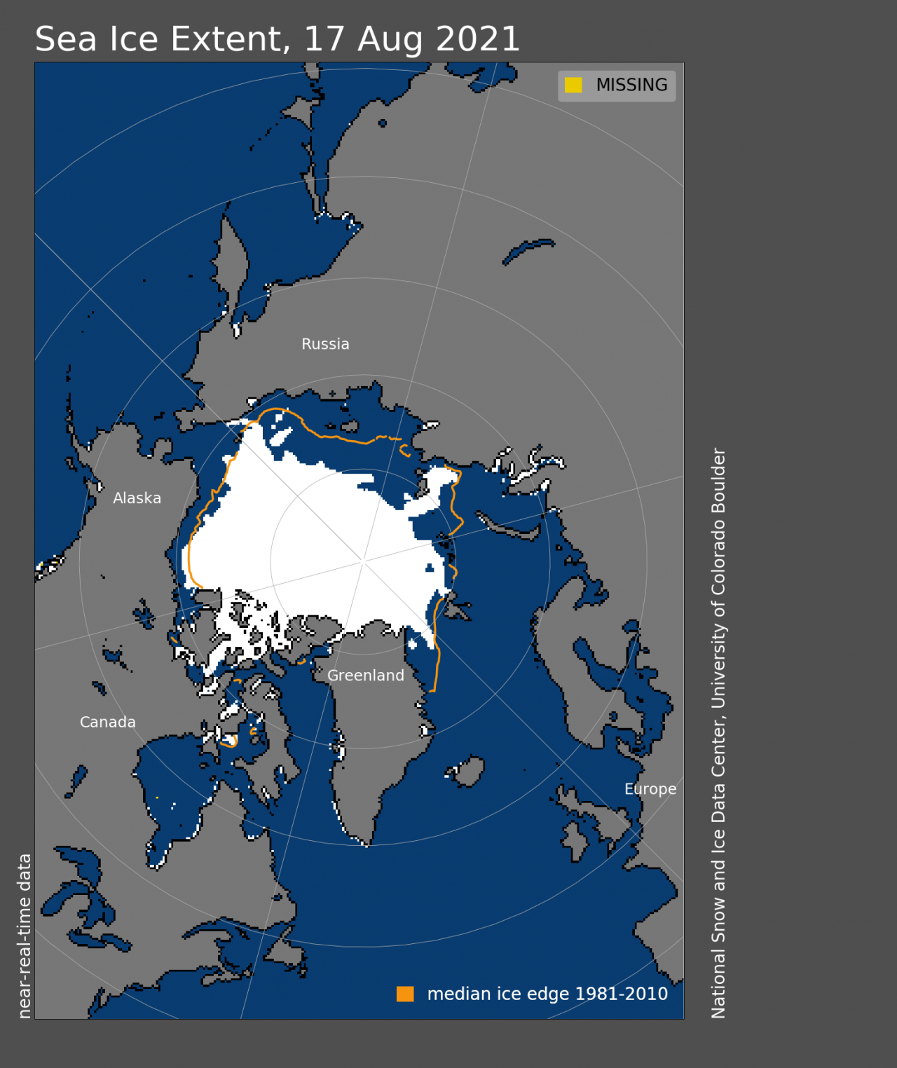 Estensione del ghiaccio artico- credit: National Snow and Ice Data Center 