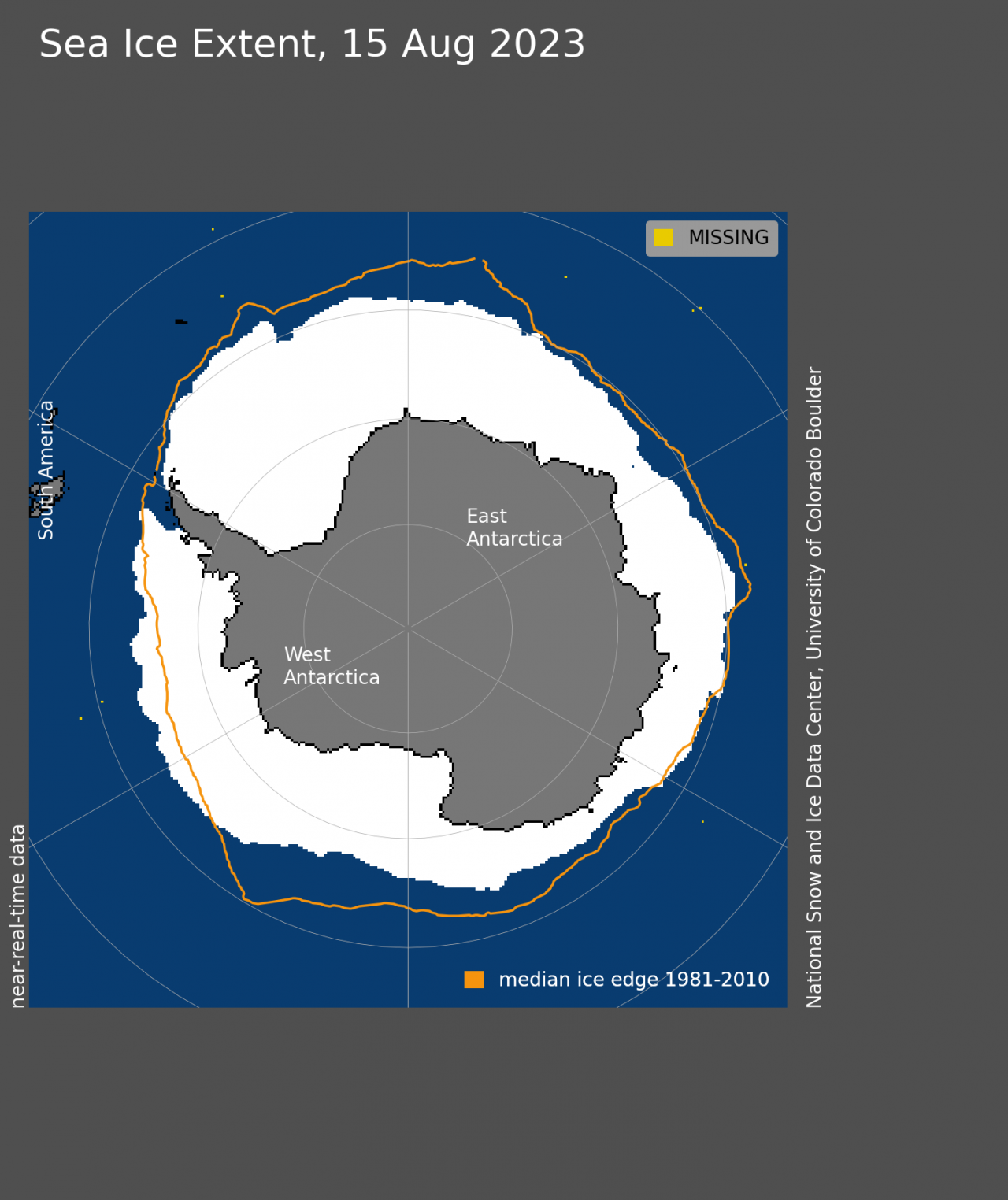 Estensione ghiaccio marino antartico al 15 agosto (Fonte: National Snow and Ice Data Center)