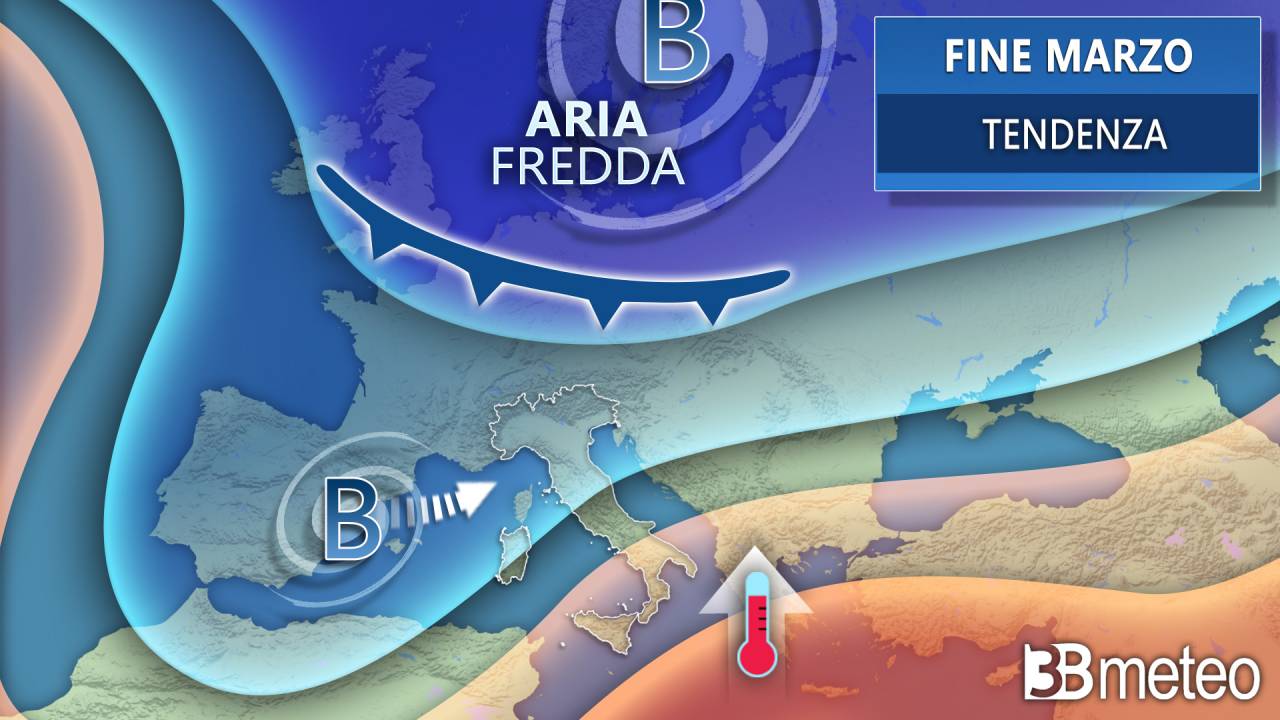 Previsão do tempo.  O Ártico afundará na Europa no final de março e, finalmente, choverá no norte da Itália.  Isto é o que acontece 3B Meteo