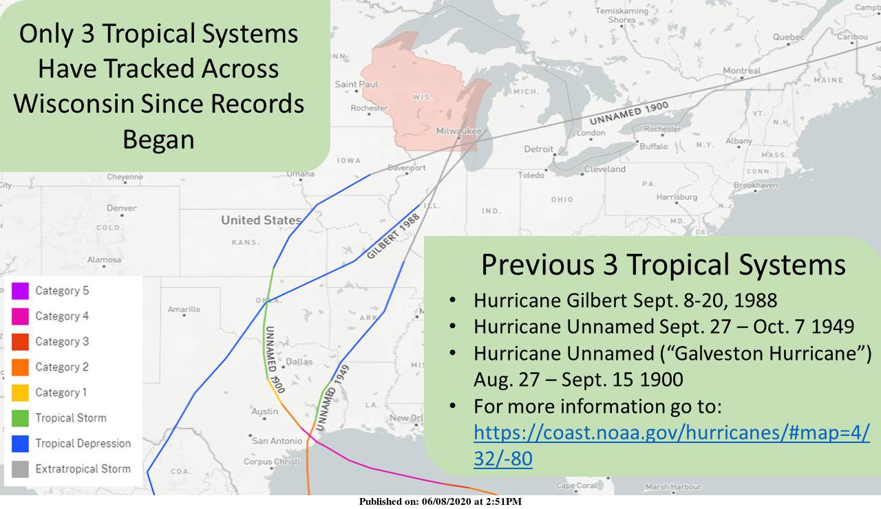 Il 4° sistema tropicale della storia a raggiungere il Wisconsin