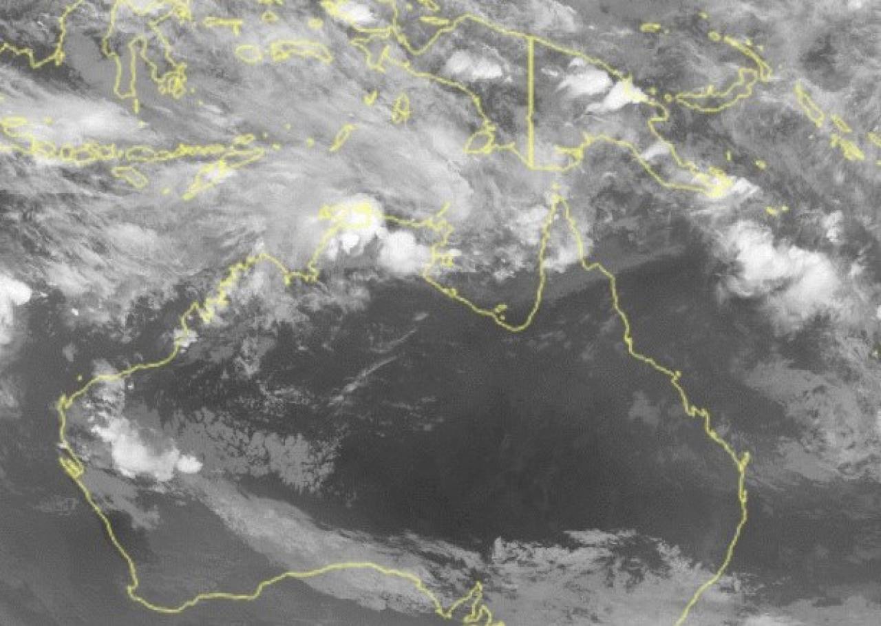 Immagine satellitare dell'Australia con le condizioni fortemente instabili nel nord del paese