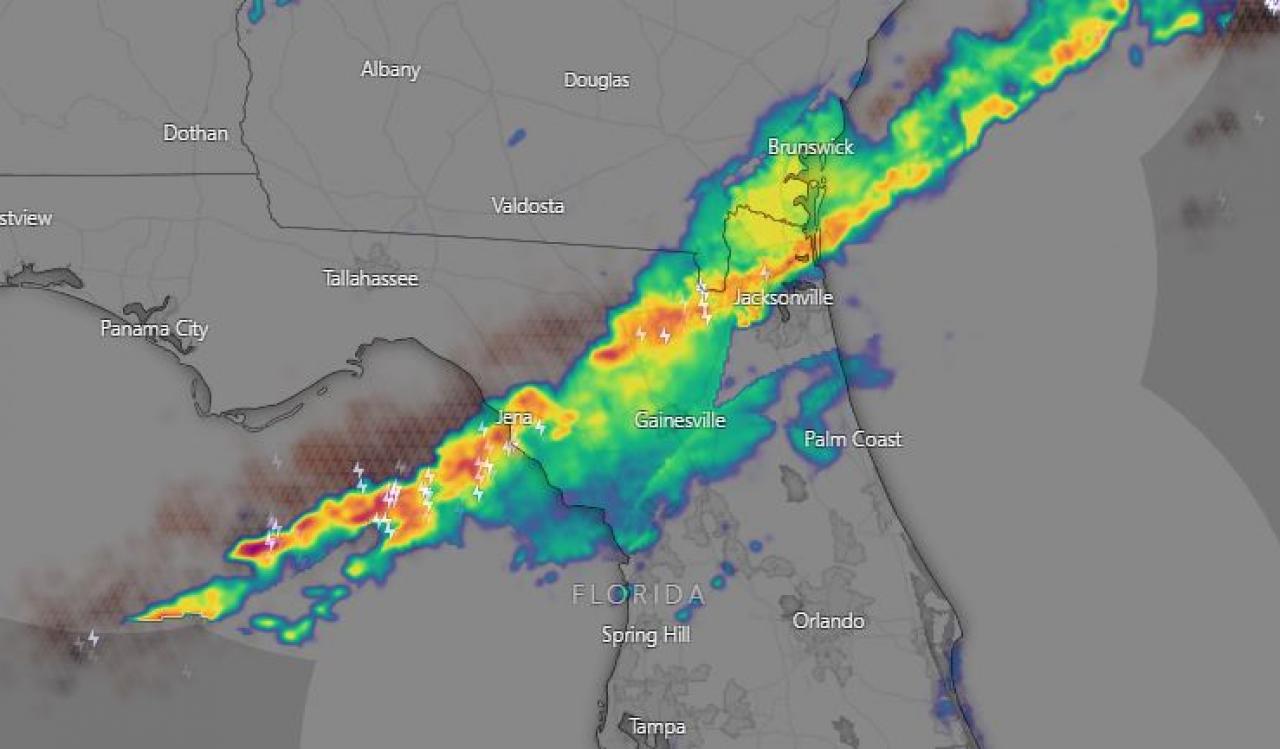 Intenso fronte temporalesco sulla Florida (immagine radar)