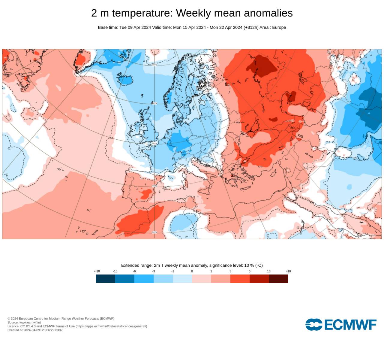 irruzione fredda e temperature sotto media sull'Europa centro settentrionale