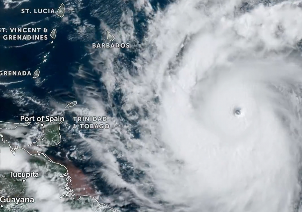 L'uragano Beryl visto dal satellite