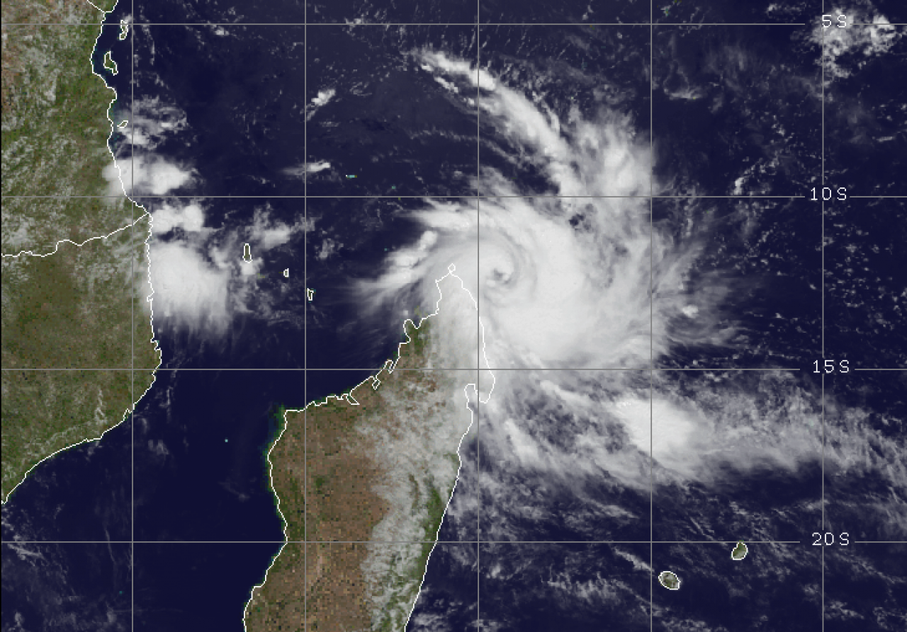 La tempesta Gamane vista dal satellite