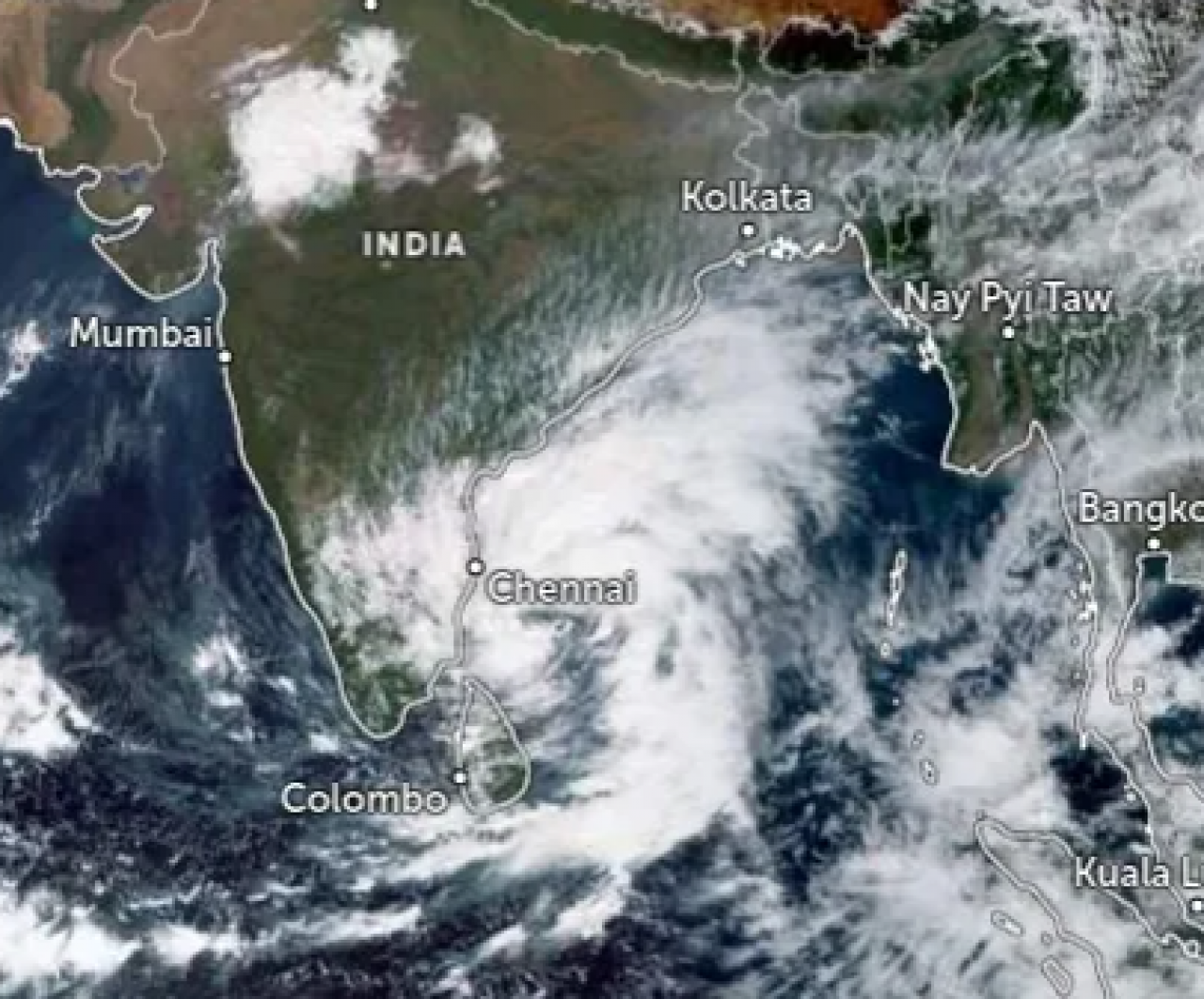La tempesta tropicale Michaung vista dal satellite