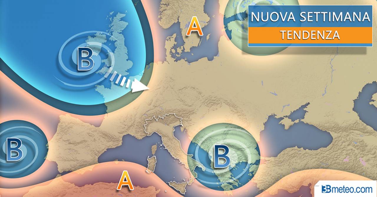 La tendenza meteo per l'Europa per la prossima settimana