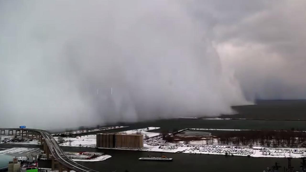 lake effect snow shower over the Great Lakes