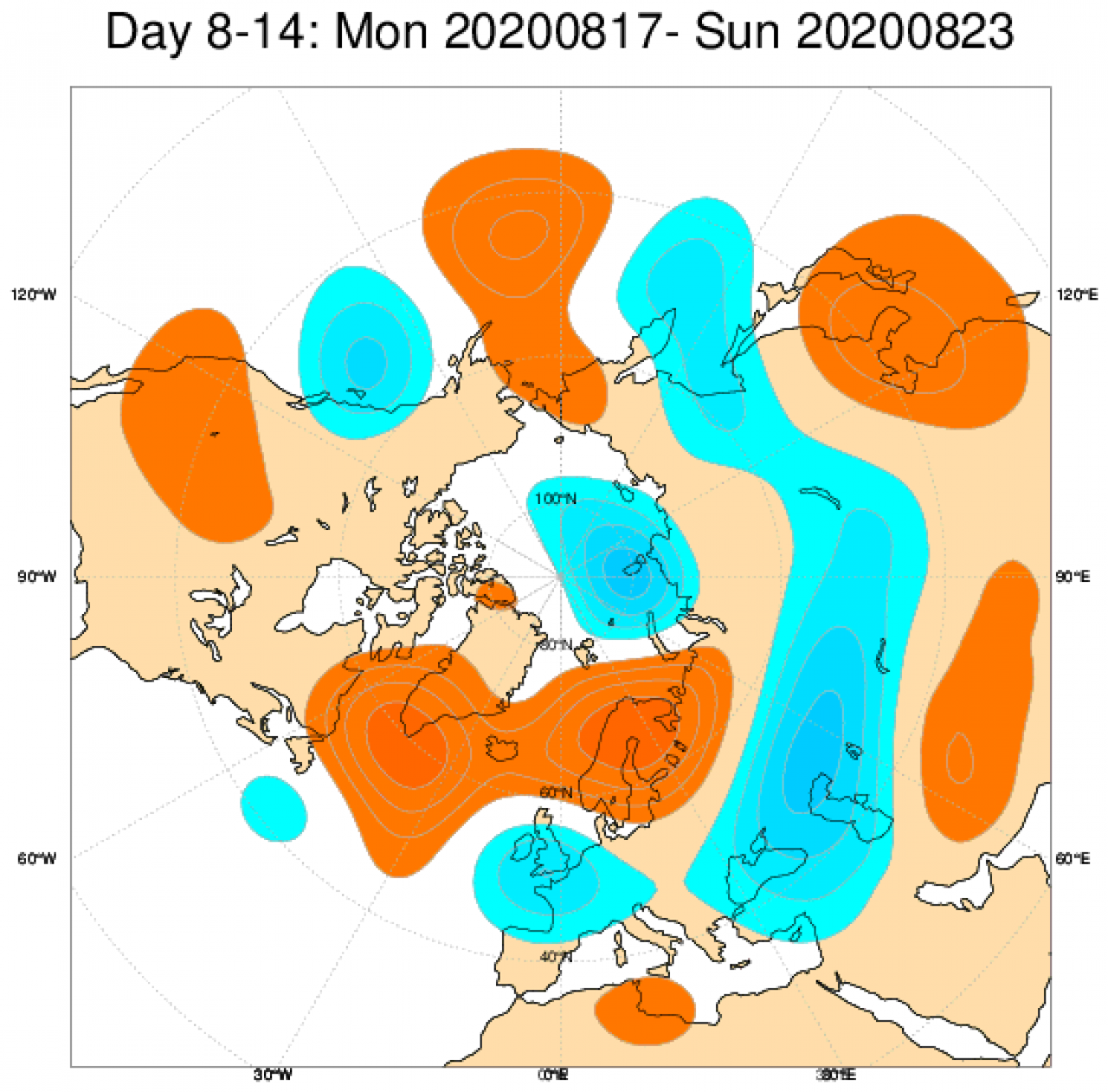 Le anomalie di geopotenziale a 500hPa mediate sul periodo 17-23 agosto