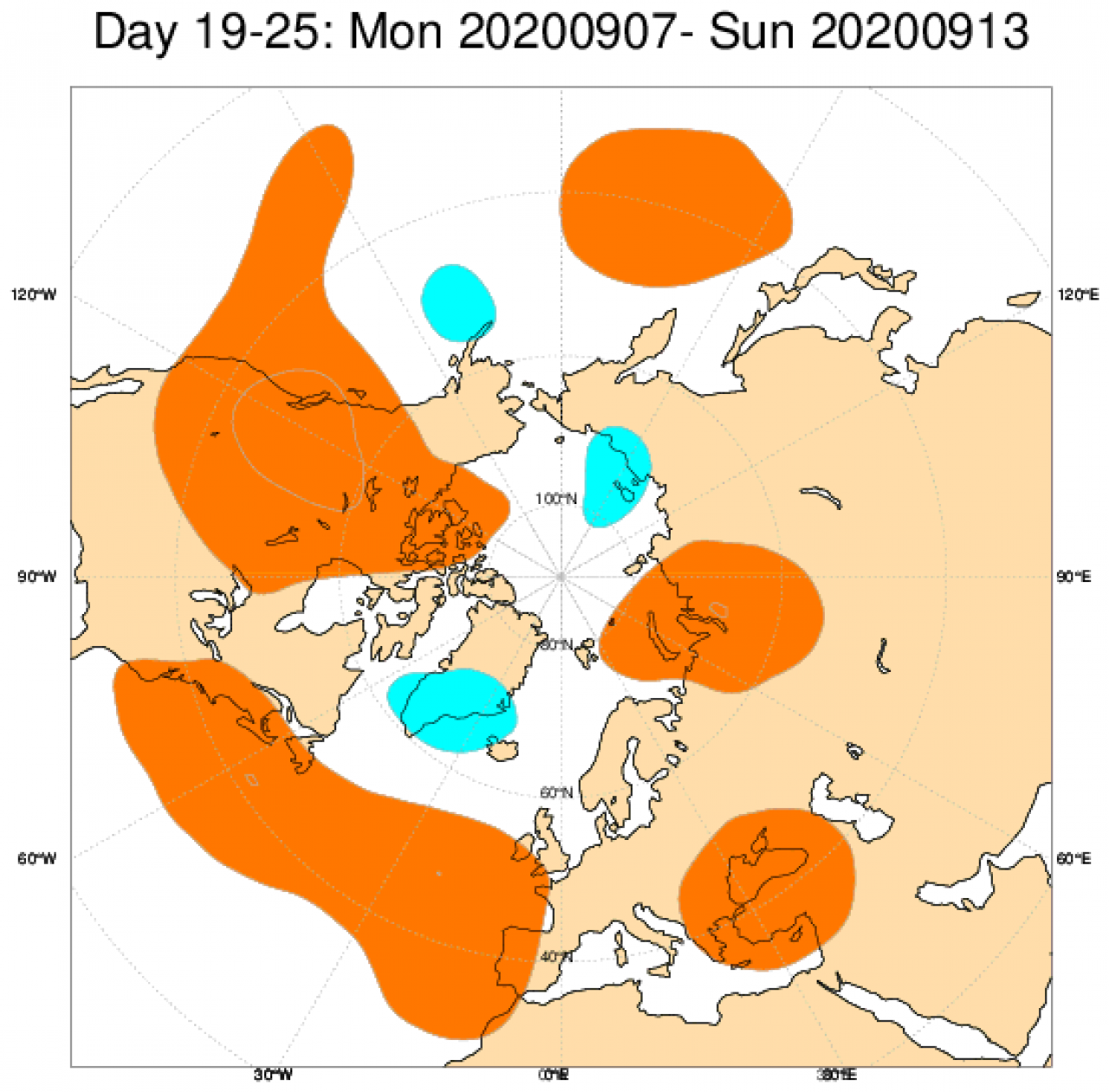 Le anomalie di geopotenziale a 500hPa (rosso positive, blu negative), secondo il modello ECMWF mediate nel periodo 7 - 13 settembre