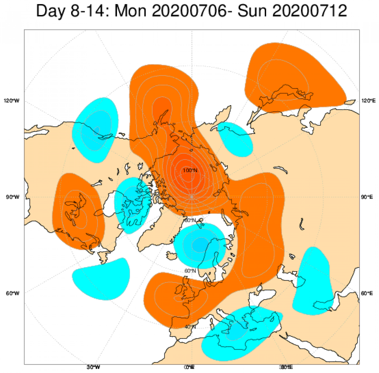  Le anomalie di geopotenziale attese in Europa secondo il modello ECMWF in riferimento al periodo 6-12 luglio