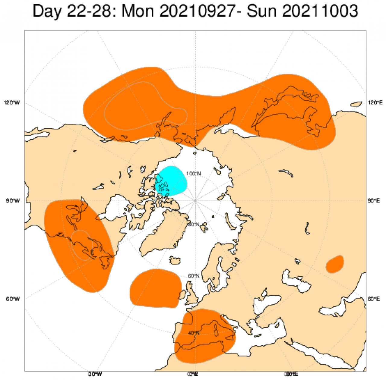 Le anomalie di pressione e geopotenziale secondo il modello ECMWF mediate nel periodo 27 settembre - 3 ottobre