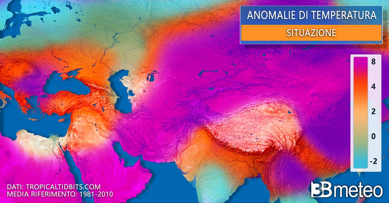 Le anomalie termiche registrate sul comparto asiatico