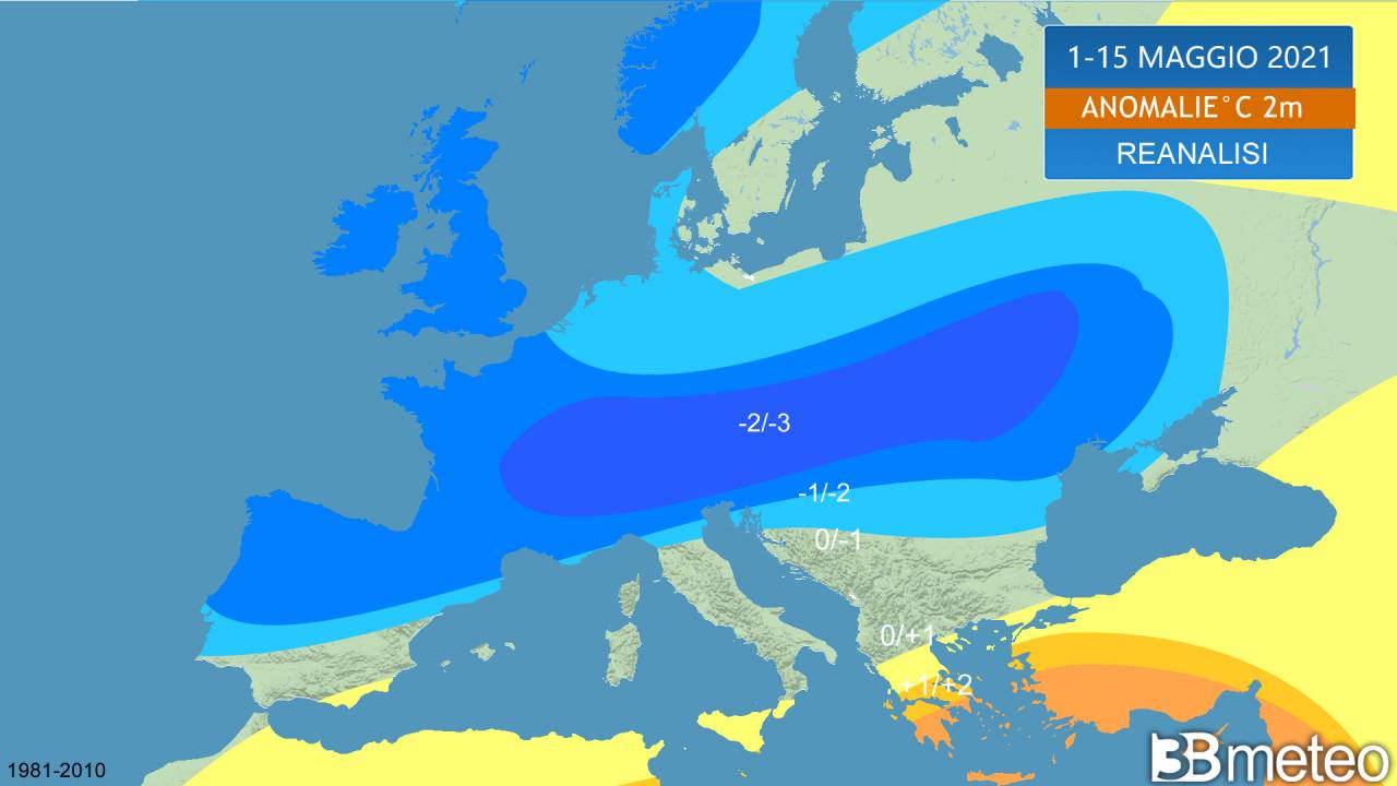 maggio per ora sotto media termica in Europa