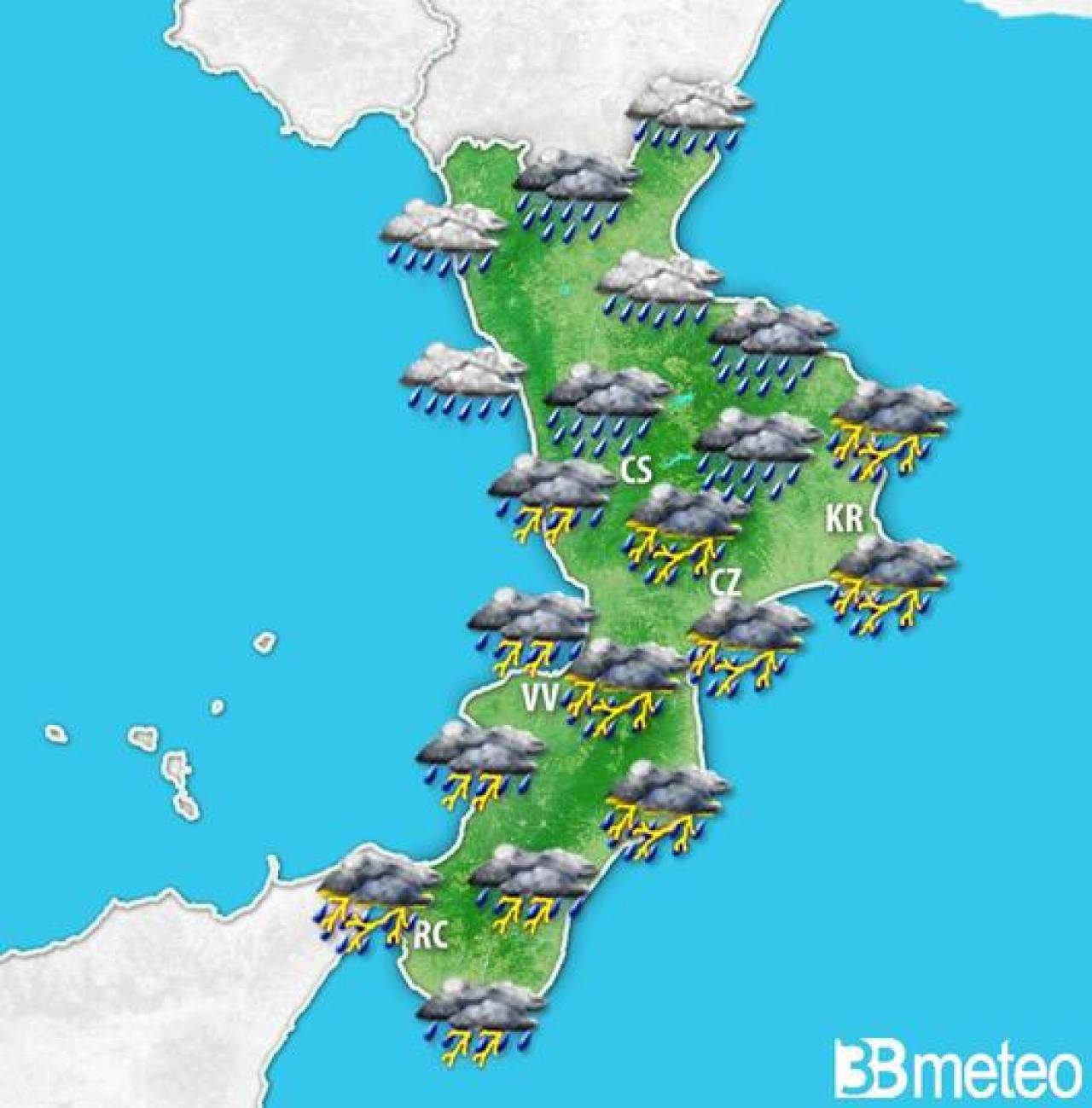 maltempo Calabria, piogge e temporali in arrivo
