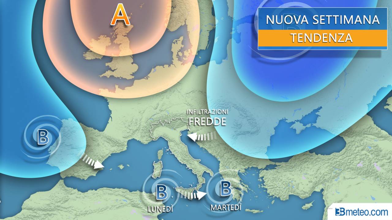 Mete prossima settimana, vortice mediterraneo in azione sull'Italia