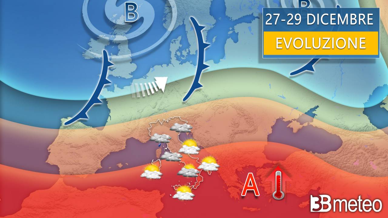 High pressure in Italy, but little sun and even light rain, here's the news for the next few days.  « 3B Weather