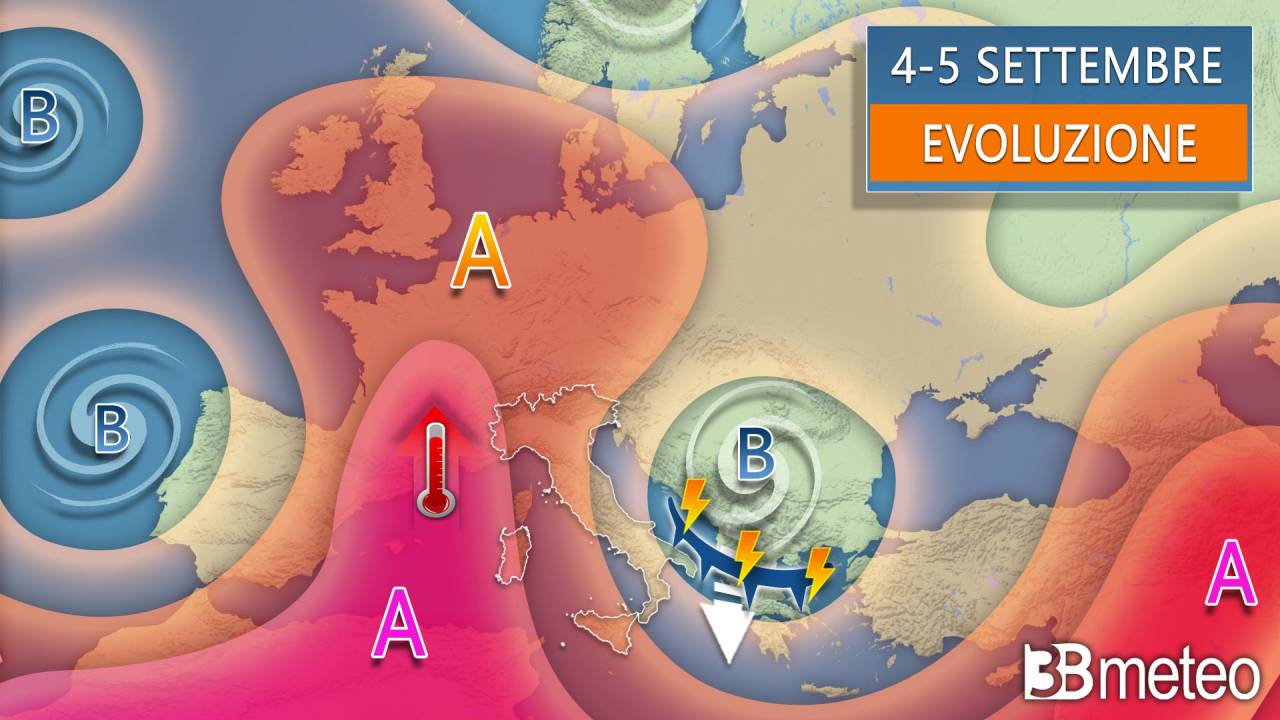 Weather forecast.  In the new week, Italy was in conflict between an African anticyclone and a vortex in the Mediterranean Sea.  What will happen « 3B Meteo