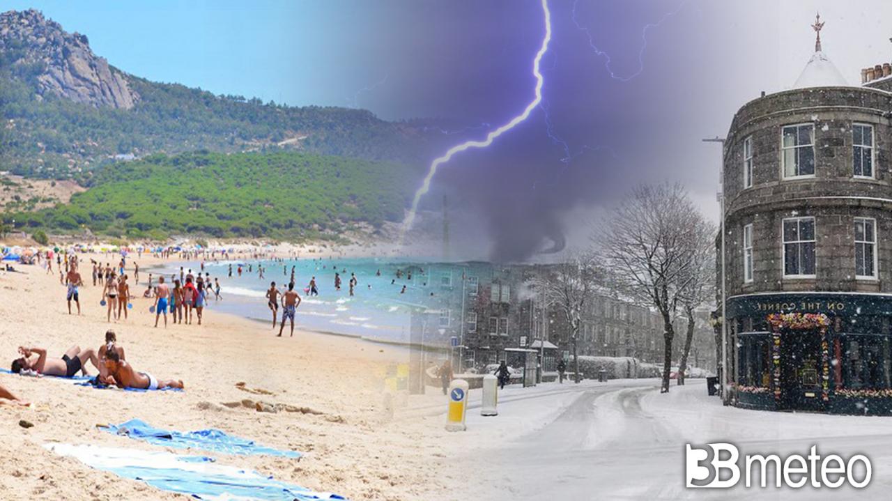Informe meteorológico – Europa occidental Hace dos meses climático, temperaturas inusuales y tormentas como si fuera verano.  Escarcha y nieve más bien en los sectores norte «3B Meteo