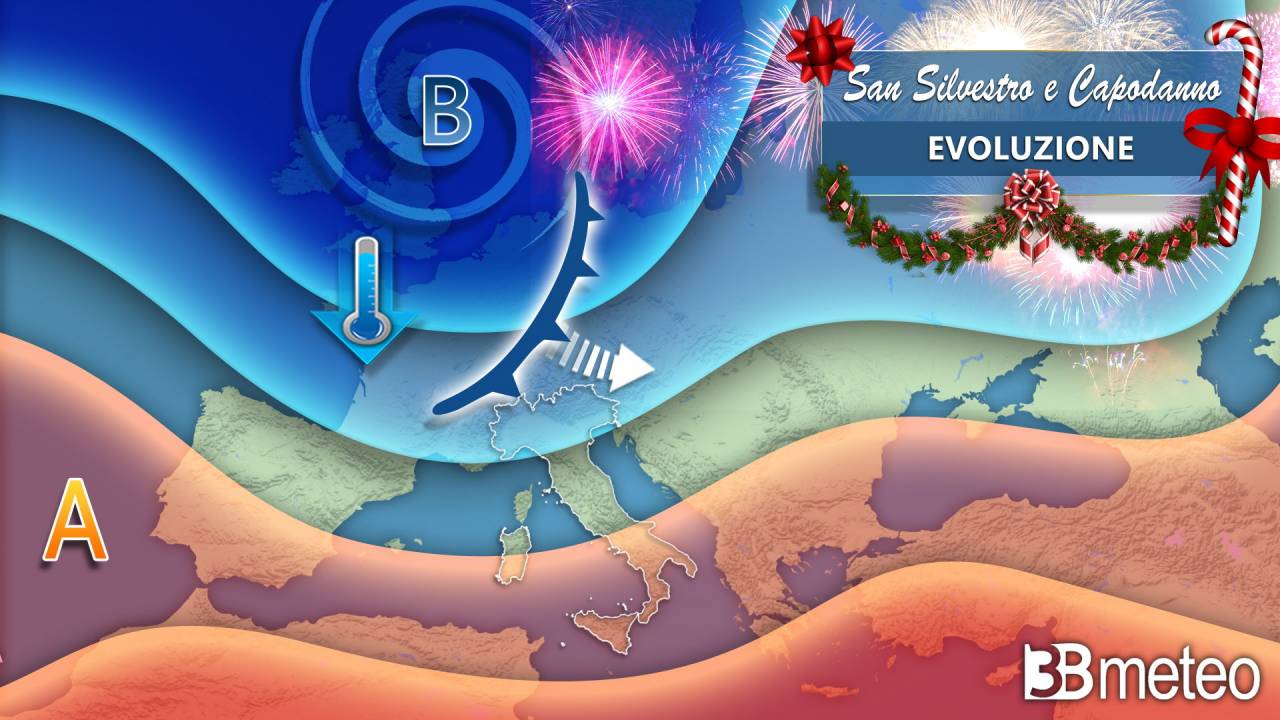 Meteo - Evoluzione prevista tra il 31 dicembre e il 1 gennaio 2024