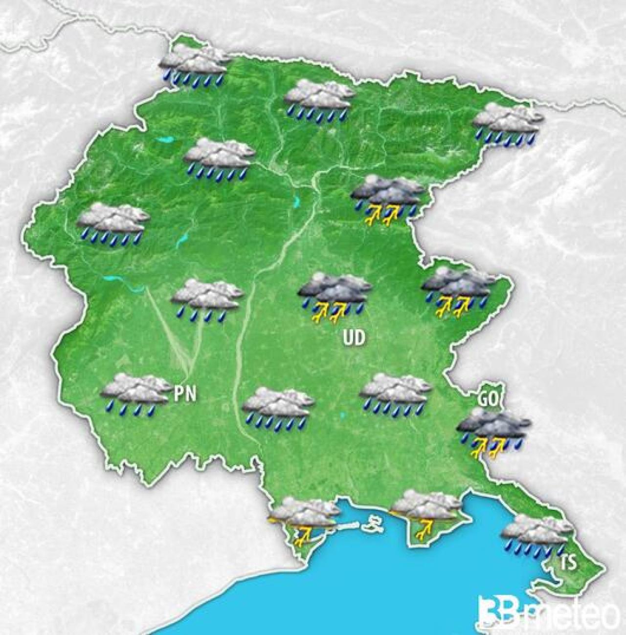 Meteo Friuli-VG: apice del maltempo nel pomeriggio-sera di giovedì 16 maggio