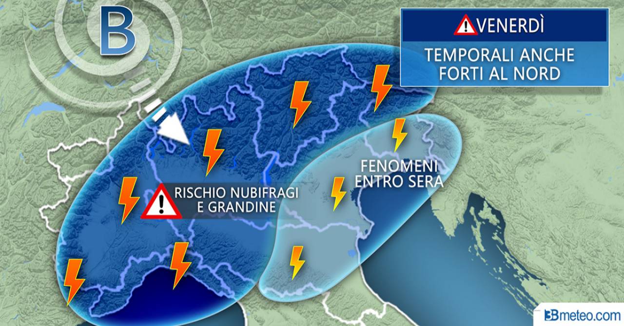 Meteo Italia: focus temporali attesi venerdì al Nord