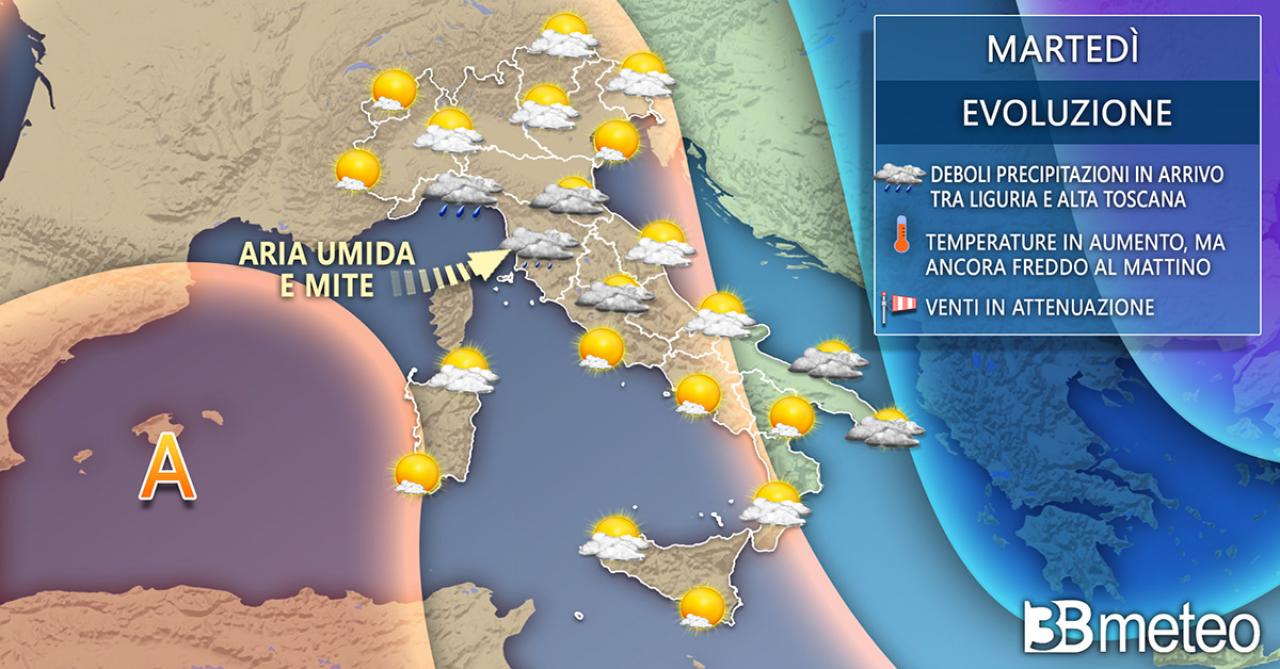 Meteo Italia: la situazione prevista martedì