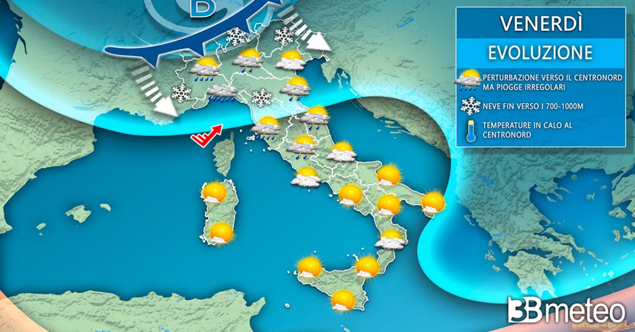 Meteo Italia: la situazione prevista venerdì