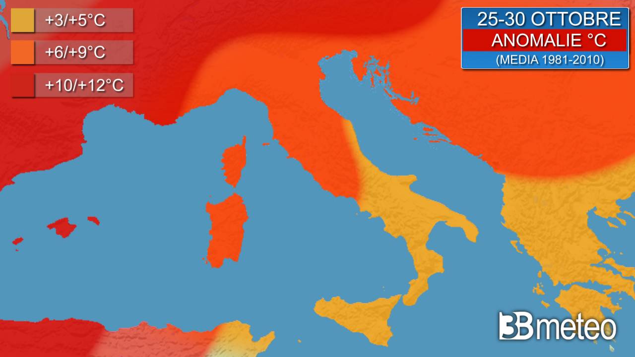Meteo Italia: le anomalie termiche previste nei prossimi giorni