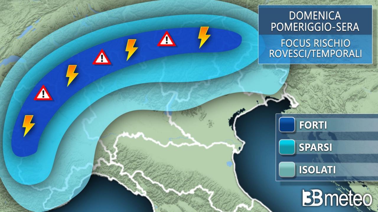 Meteo Italia: le aree a rischio temporali domenica