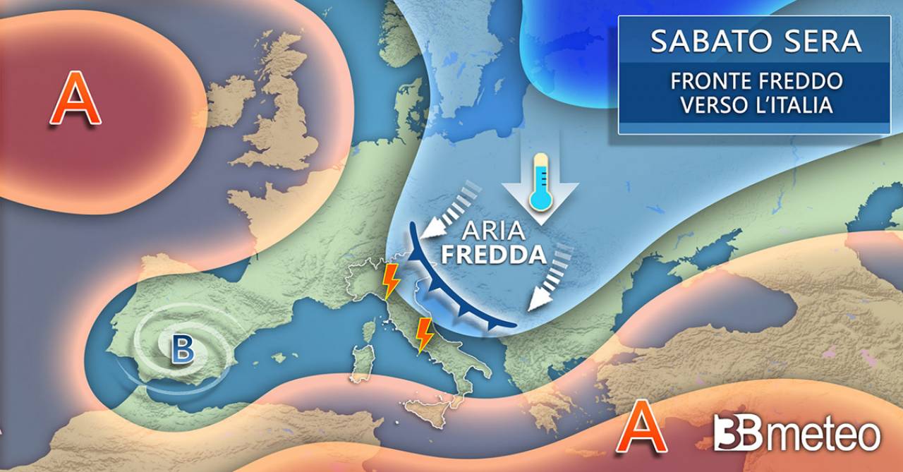 Meteo Italia sabato. Instabilità in aumento per l'arrivo di correnti più fredde dal Nord Europa