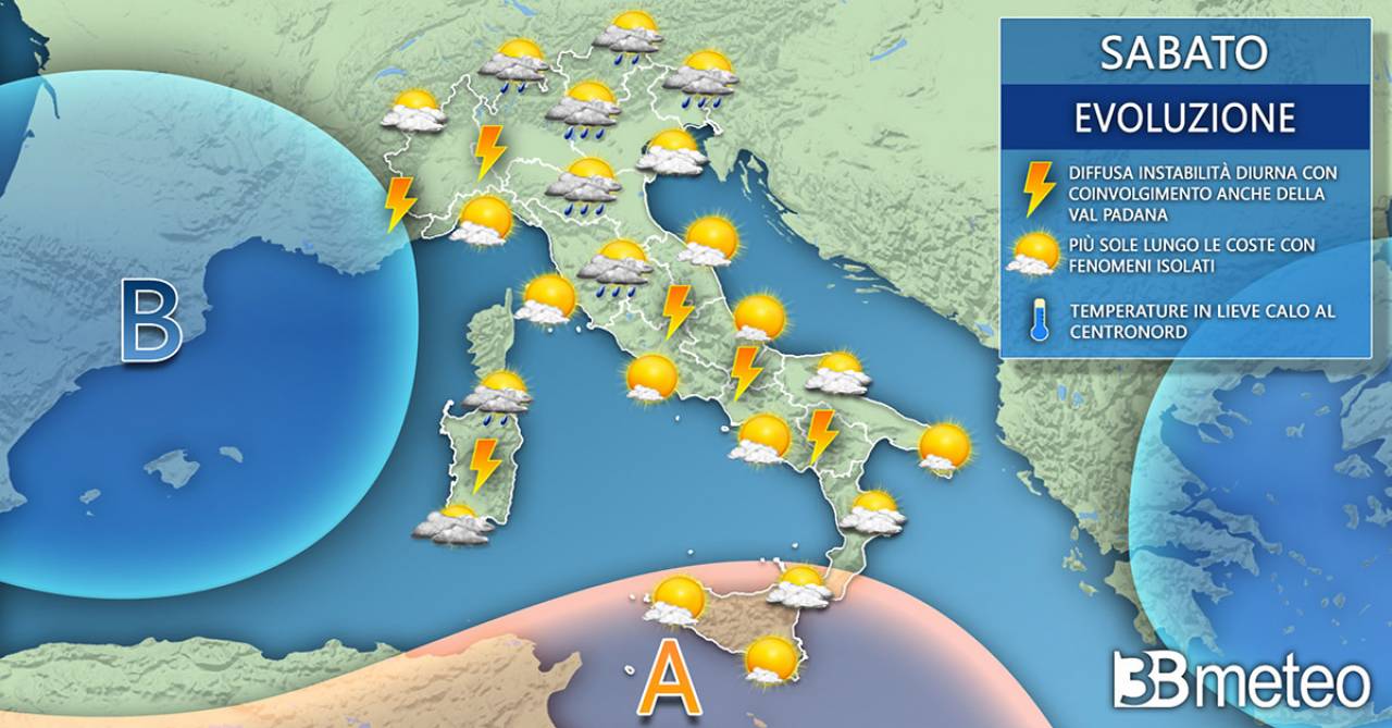 Meteo Italia sabato 3 giugno