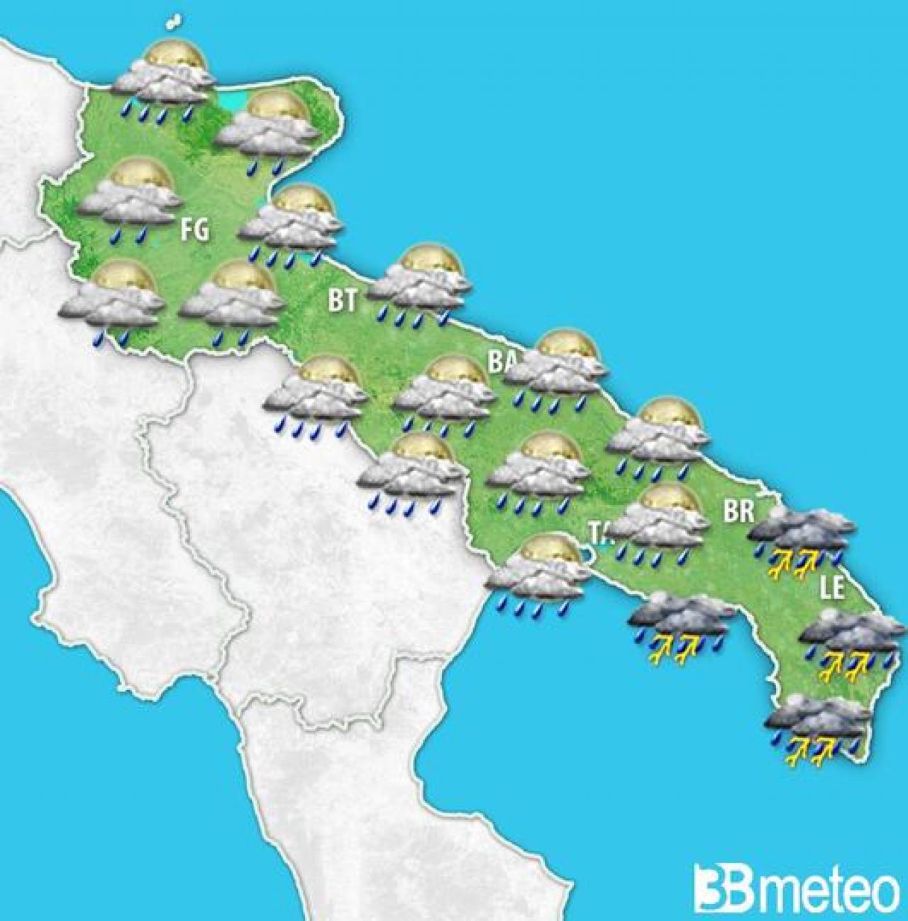 Meteo Puglia: la situazione prevista nella notte tra giovedì e venerdì prossimo
