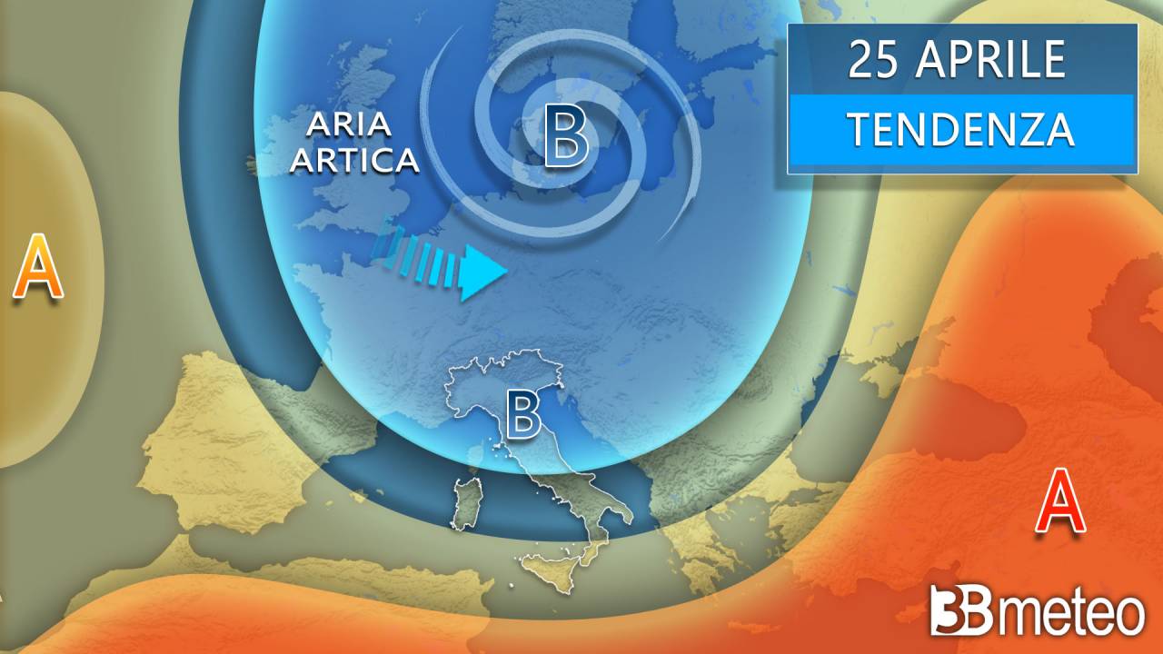 Long weekend of April 25th at risk of bad weather in part of Italy, here is the trend « 3B Meteo
