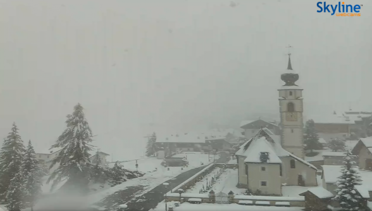 Nevicata in atto a Colfosco (BZ)